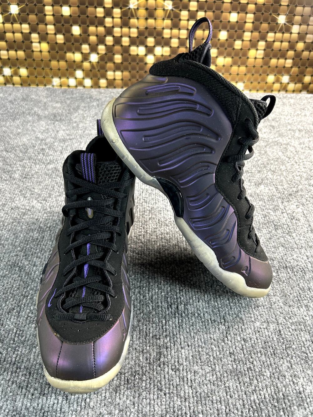 Nike Little Posite One GS Eggplant 2017 Size 6Y Black Purple Foamposite W7